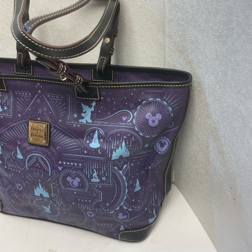 Disney Dooney & Bourke 2017 Fantasia Sorcerer Mickey Mouse Tote Bag Purse Purple - Picture 2 of 13